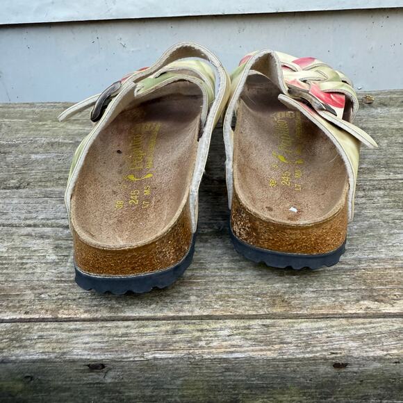 Birkenstock Pisa Papillio Cream Pink Green Watercolor Twist Sandals 38 L7 M5 - Picture 4 of 7